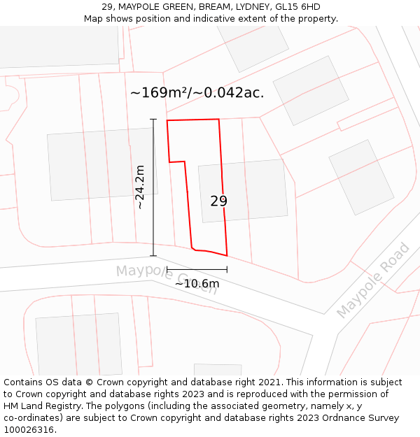 29, MAYPOLE GREEN, BREAM, LYDNEY, GL15 6HD: Plot and title map