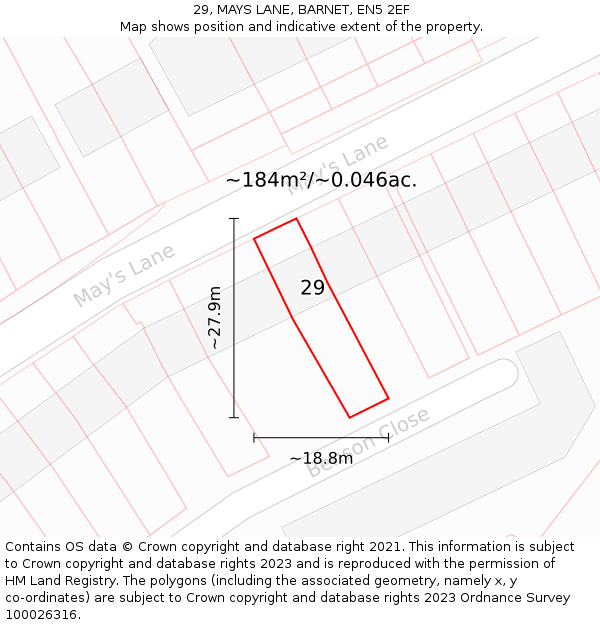 29, MAYS LANE, BARNET, EN5 2EF: Plot and title map