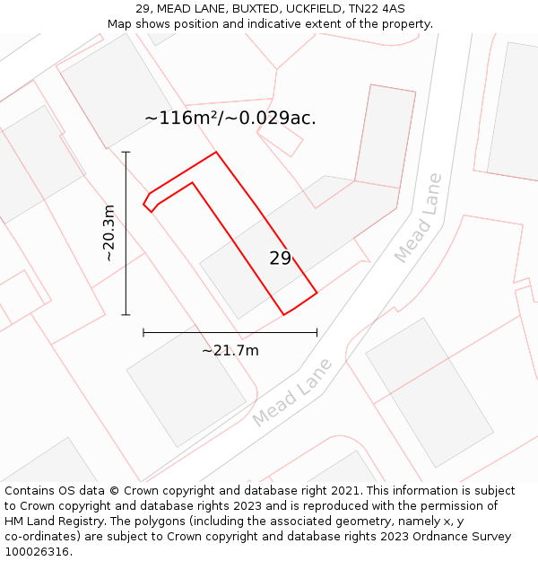 29, MEAD LANE, BUXTED, UCKFIELD, TN22 4AS: Plot and title map