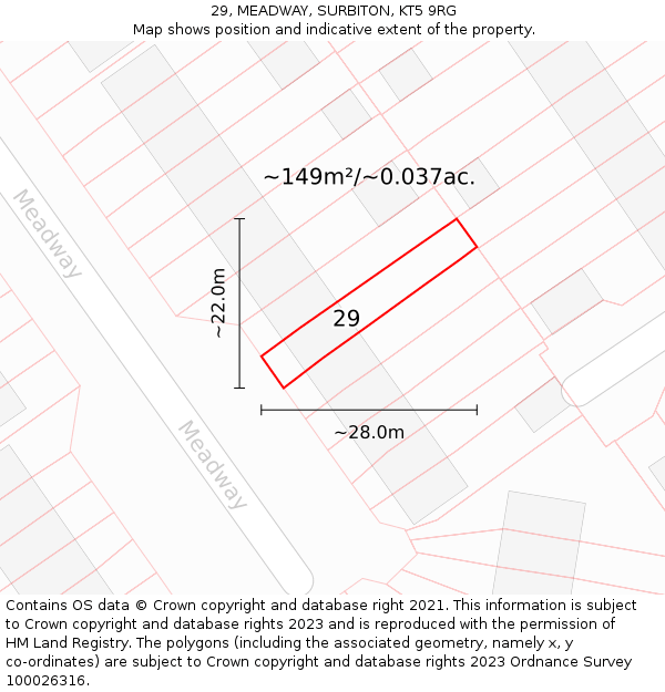 29, MEADWAY, SURBITON, KT5 9RG: Plot and title map