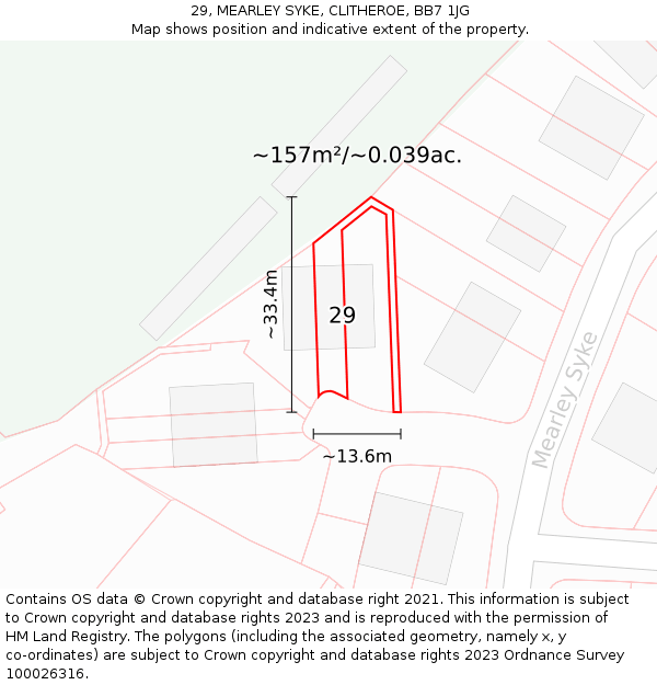 29, MEARLEY SYKE, CLITHEROE, BB7 1JG: Plot and title map