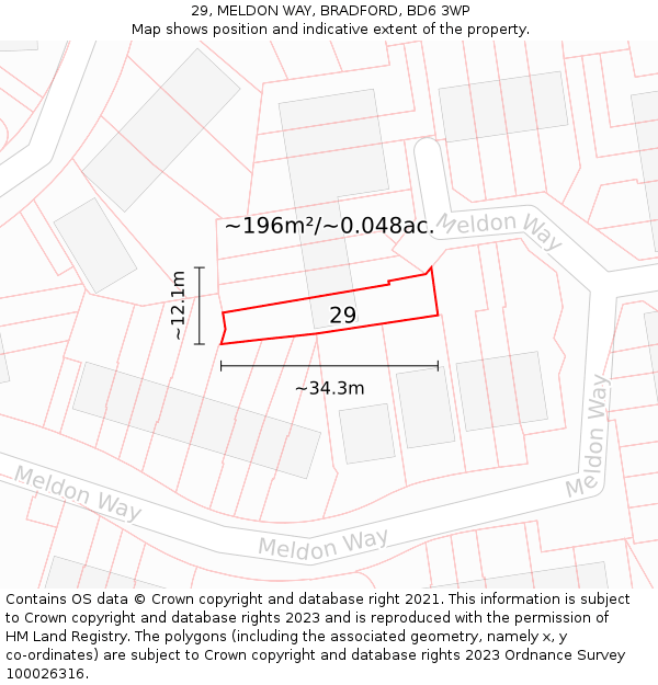 29, MELDON WAY, BRADFORD, BD6 3WP: Plot and title map