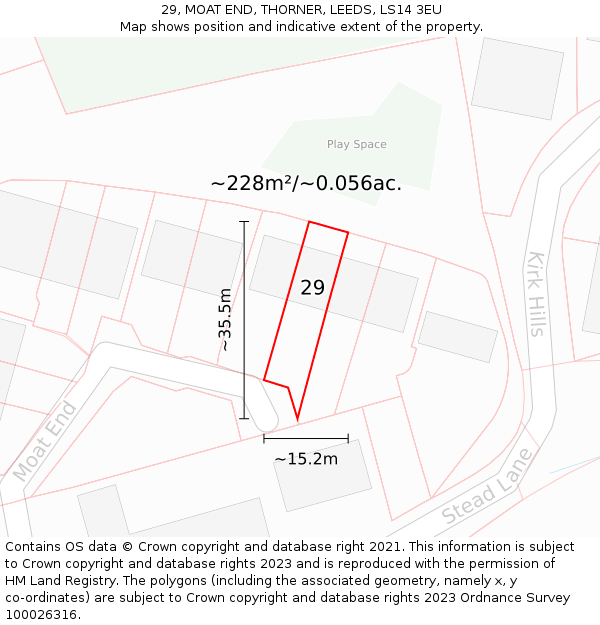 29, MOAT END, THORNER, LEEDS, LS14 3EU: Plot and title map