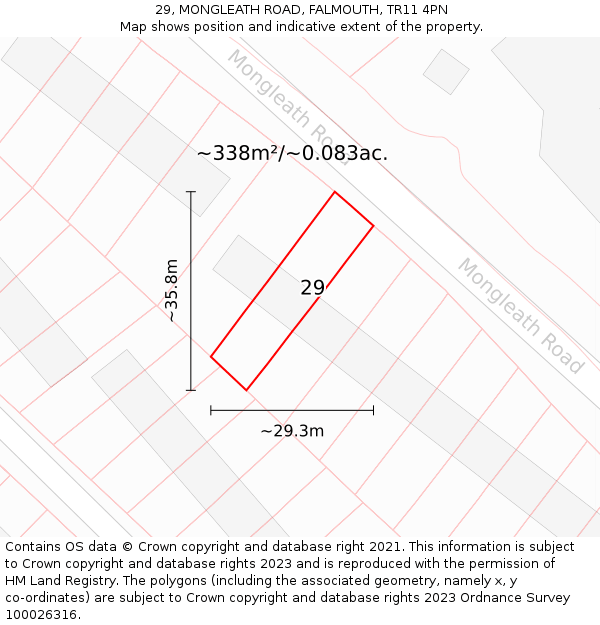 29, MONGLEATH ROAD, FALMOUTH, TR11 4PN: Plot and title map
