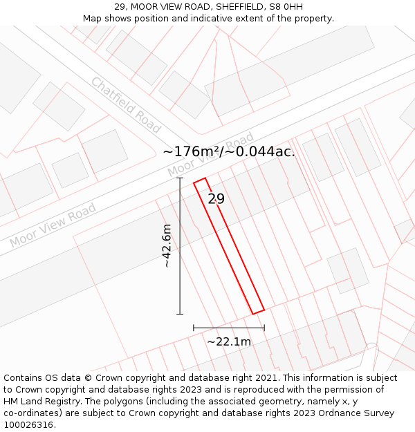 29, MOOR VIEW ROAD, SHEFFIELD, S8 0HH: Plot and title map