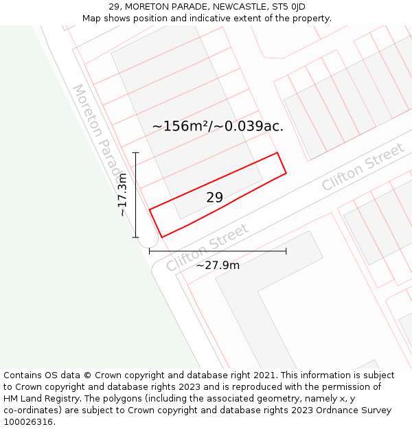 29, MORETON PARADE, NEWCASTLE, ST5 0JD: Plot and title map