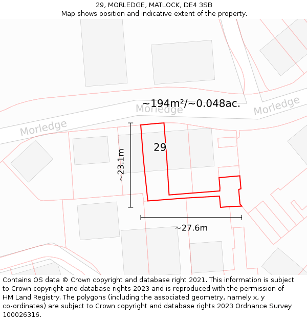 29, MORLEDGE, MATLOCK, DE4 3SB: Plot and title map
