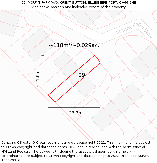 29, MOUNT FARM WAY, GREAT SUTTON, ELLESMERE PORT, CH66 2HE: Plot and title map