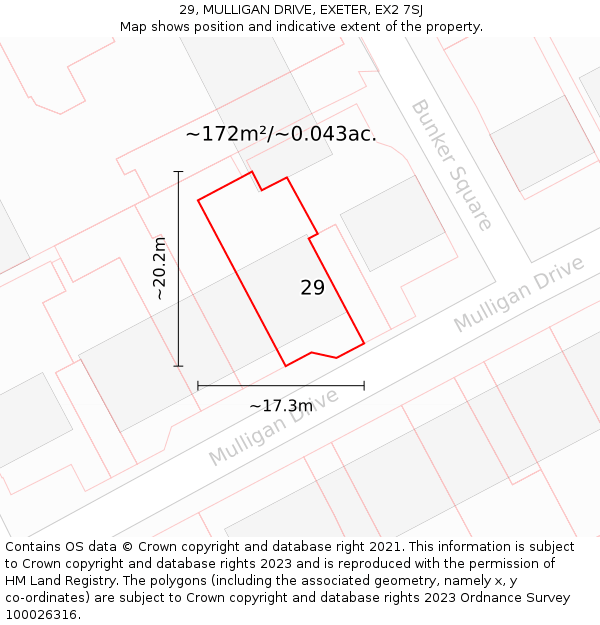 29, MULLIGAN DRIVE, EXETER, EX2 7SJ: Plot and title map