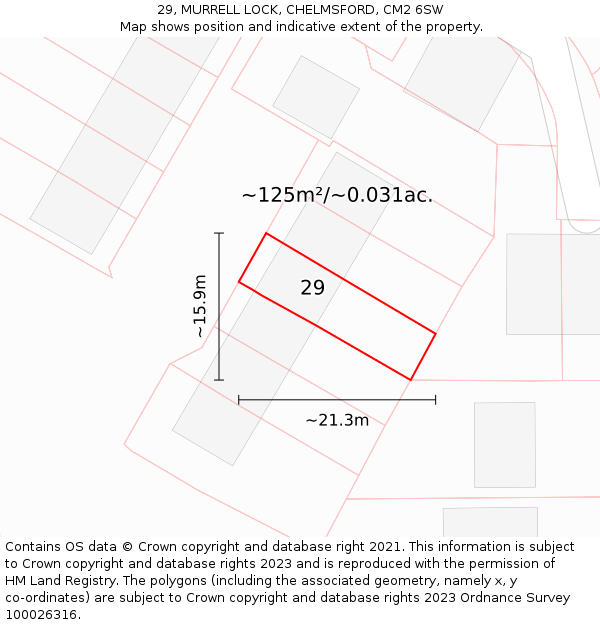 29, MURRELL LOCK, CHELMSFORD, CM2 6SW: Plot and title map