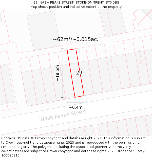 29, NASH PEAKE STREET, STOKE-ON-TRENT, ST6 5BS: Plot and title map