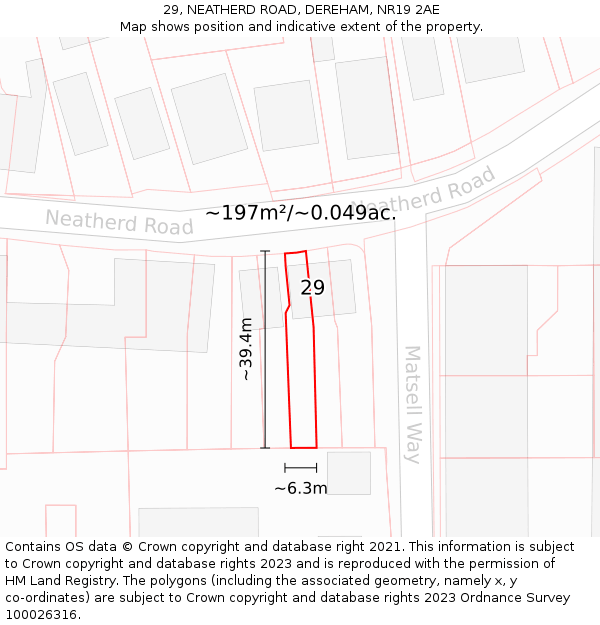 29, NEATHERD ROAD, DEREHAM, NR19 2AE: Plot and title map