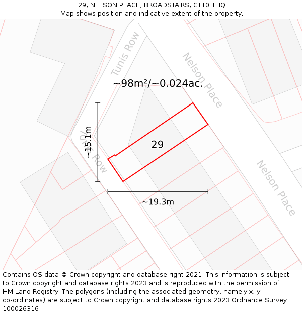 29, NELSON PLACE, BROADSTAIRS, CT10 1HQ: Plot and title map