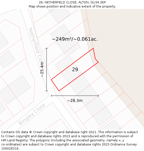 29, NETHERFIELD CLOSE, ALTON, GU34 2EP: Plot and title map