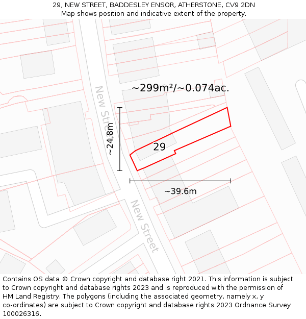 29, NEW STREET, BADDESLEY ENSOR, ATHERSTONE, CV9 2DN: Plot and title map