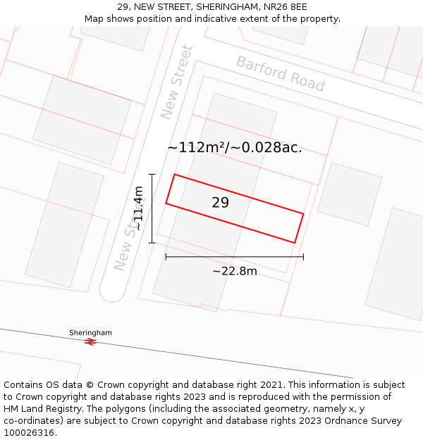 29, NEW STREET, SHERINGHAM, NR26 8EE: Plot and title map