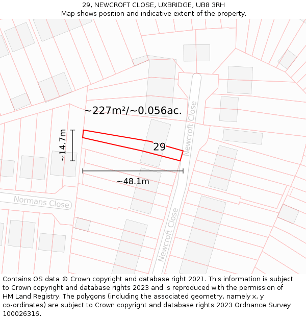 29, NEWCROFT CLOSE, UXBRIDGE, UB8 3RH: Plot and title map