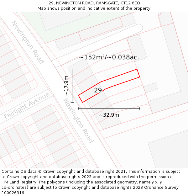 29, NEWINGTON ROAD, RAMSGATE, CT12 6EQ: Plot and title map