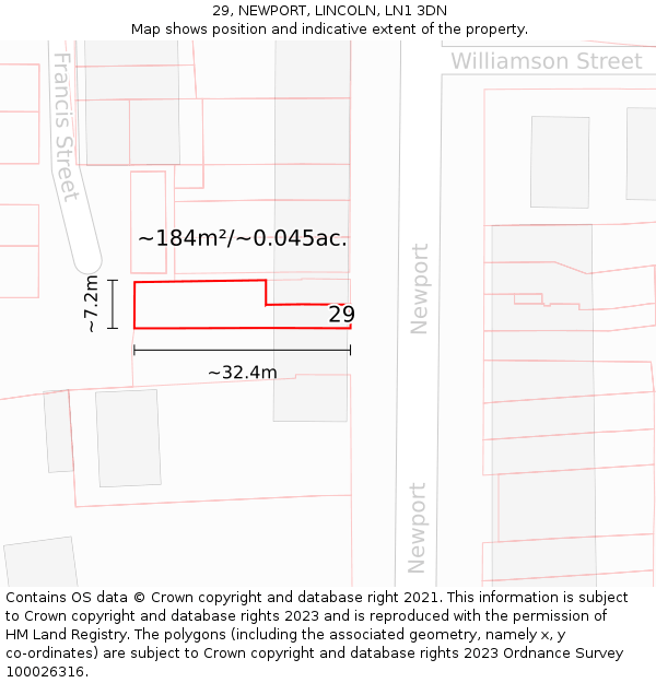 29, NEWPORT, LINCOLN, LN1 3DN: Plot and title map