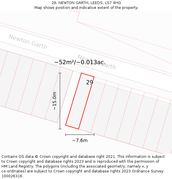 29, NEWTON GARTH, LEEDS, LS7 4HG: Plot and title map