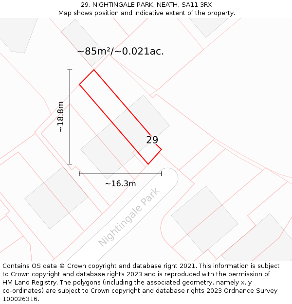 29, NIGHTINGALE PARK, NEATH, SA11 3RX: Plot and title map