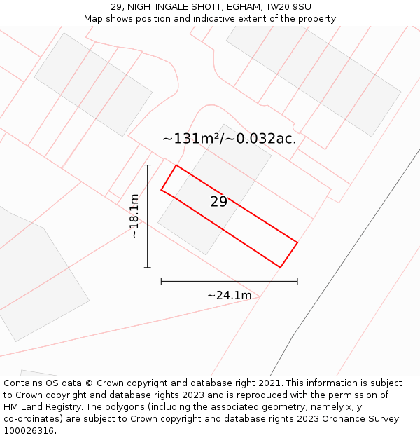 29, NIGHTINGALE SHOTT, EGHAM, TW20 9SU: Plot and title map