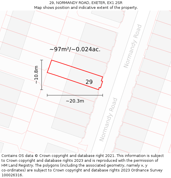 29, NORMANDY ROAD, EXETER, EX1 2SR: Plot and title map