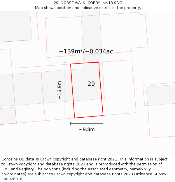 29, NORSE WALK, CORBY, NN18 9DG: Plot and title map