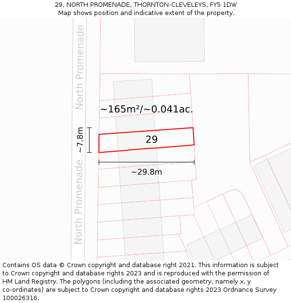29, NORTH PROMENADE, THORNTON-CLEVELEYS, FY5 1DW: Plot and title map