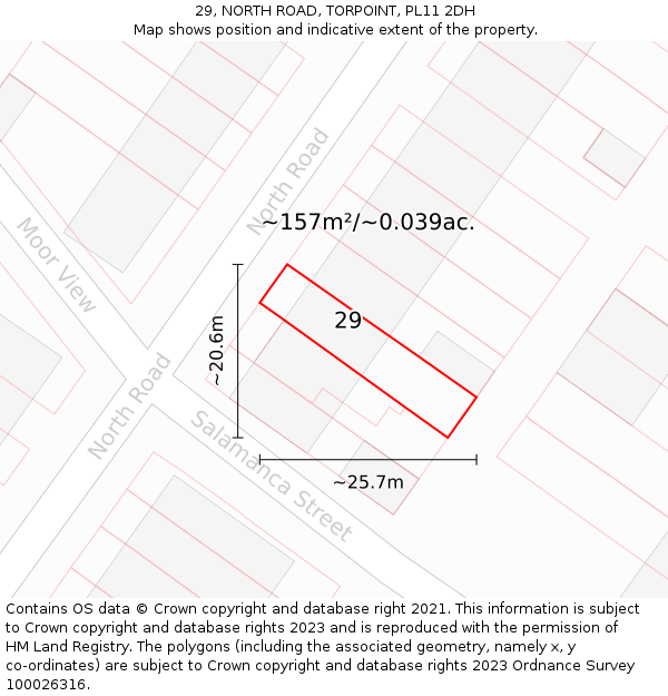 29, NORTH ROAD, TORPOINT, PL11 2DH: Plot and title map