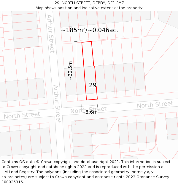 29, NORTH STREET, DERBY, DE1 3AZ: Plot and title map