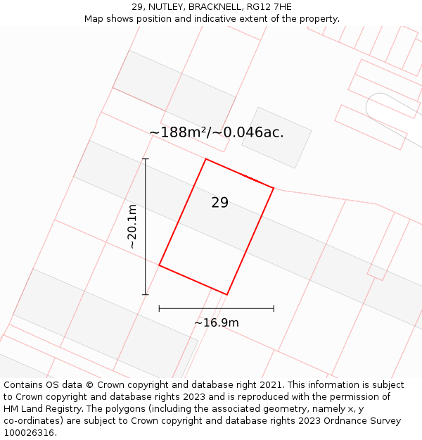 29, NUTLEY, BRACKNELL, RG12 7HE: Plot and title map