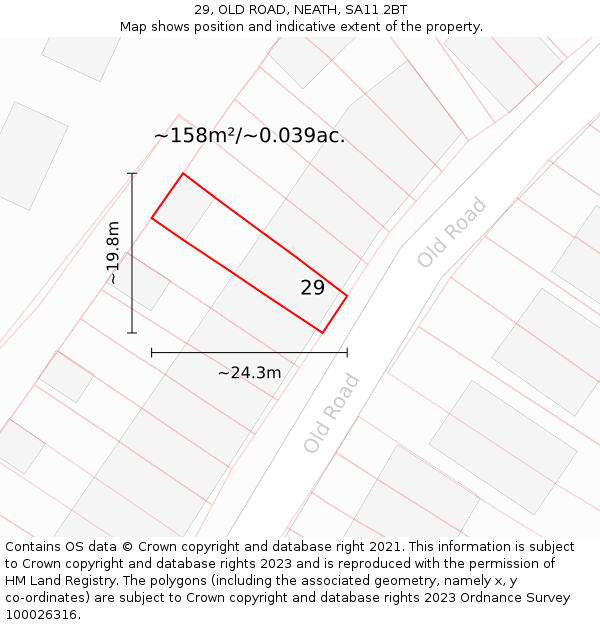 29, OLD ROAD, NEATH, SA11 2BT: Plot and title map