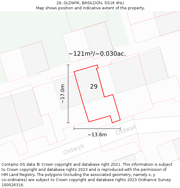 29, OLDWYK, BASILDON, SS16 4NU: Plot and title map