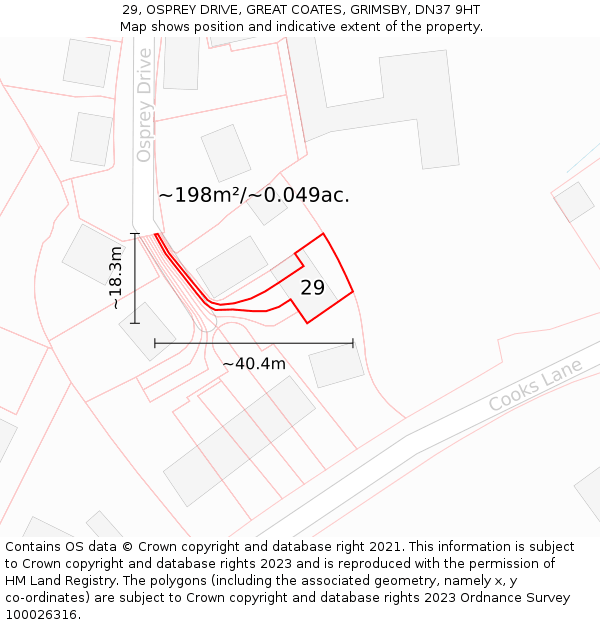 29, OSPREY DRIVE, GREAT COATES, GRIMSBY, DN37 9HT: Plot and title map