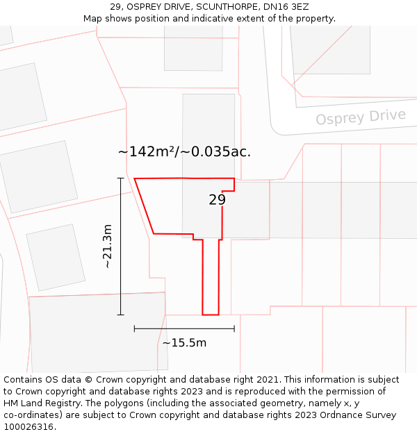 29, OSPREY DRIVE, SCUNTHORPE, DN16 3EZ: Plot and title map