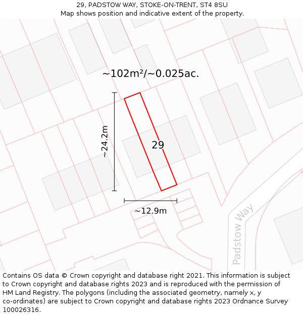 29, PADSTOW WAY, STOKE-ON-TRENT, ST4 8SU: Plot and title map