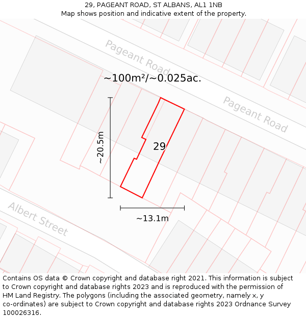 29, PAGEANT ROAD, ST ALBANS, AL1 1NB: Plot and title map