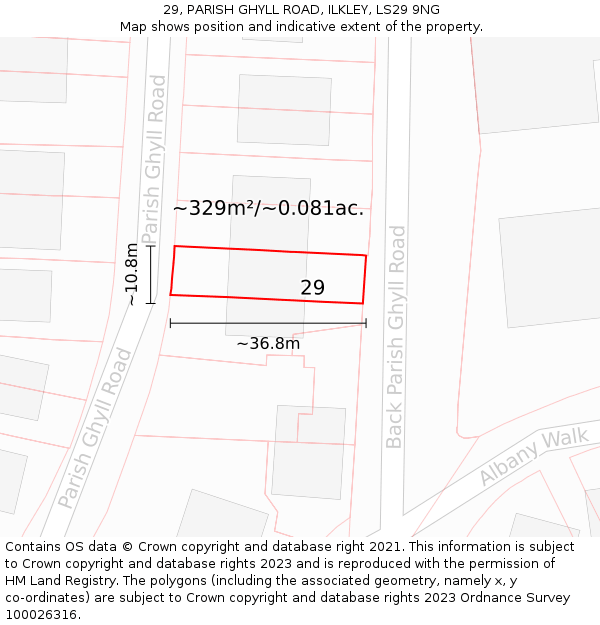 29, PARISH GHYLL ROAD, ILKLEY, LS29 9NG: Plot and title map