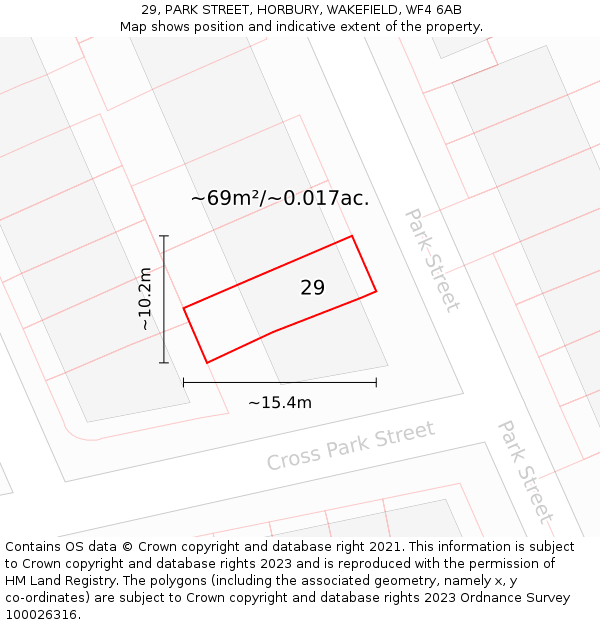29, PARK STREET, HORBURY, WAKEFIELD, WF4 6AB: Plot and title map