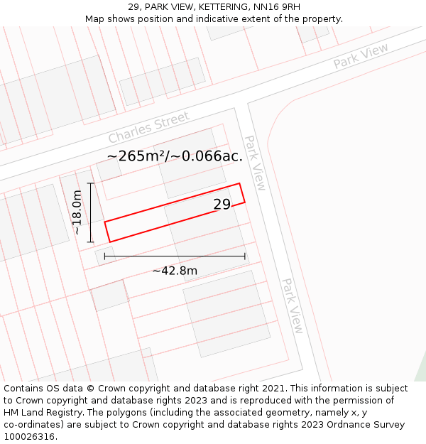 29, PARK VIEW, KETTERING, NN16 9RH: Plot and title map