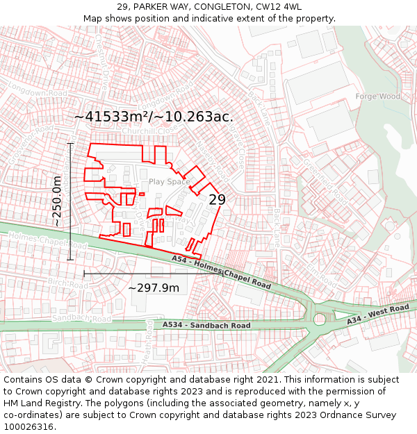 29, PARKER WAY, CONGLETON, CW12 4WL: Plot and title map