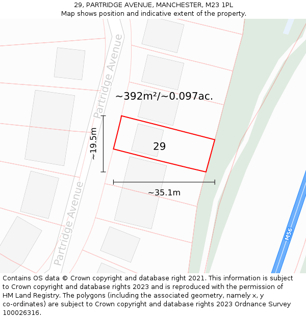 29, PARTRIDGE AVENUE, MANCHESTER, M23 1PL: Plot and title map