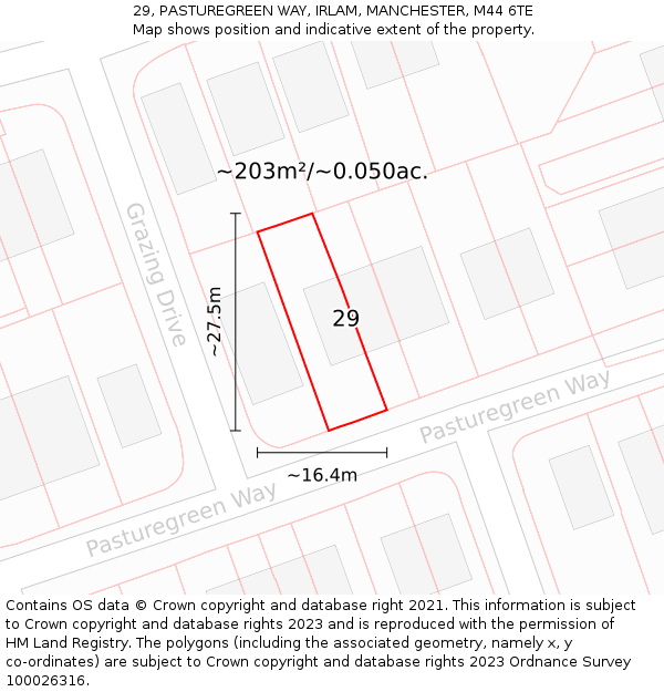 29, PASTUREGREEN WAY, IRLAM, MANCHESTER, M44 6TE: Plot and title map