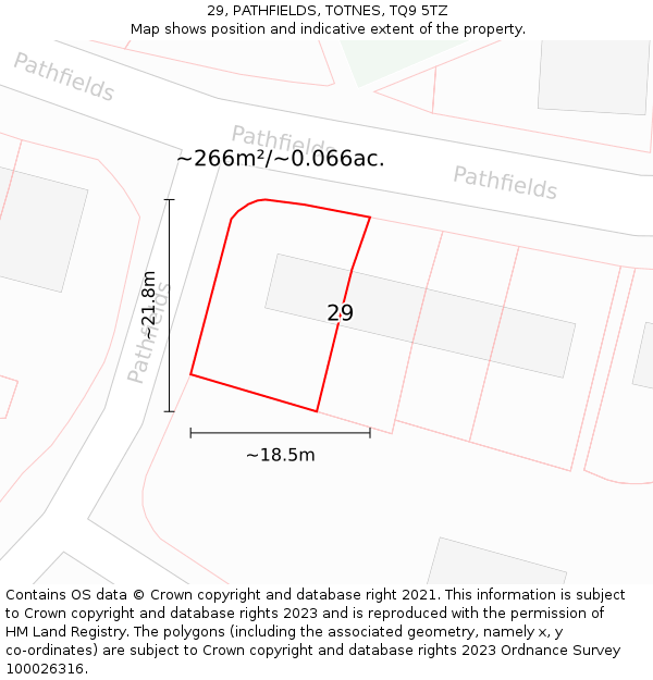 29, PATHFIELDS, TOTNES, TQ9 5TZ: Plot and title map