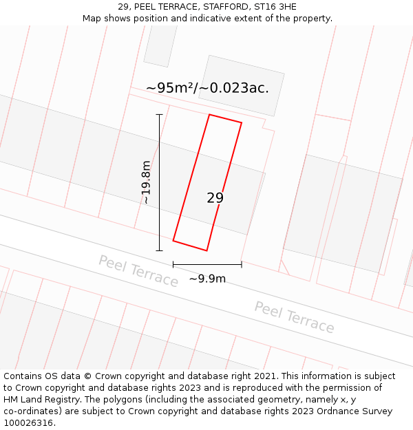 29, PEEL TERRACE, STAFFORD, ST16 3HE: Plot and title map