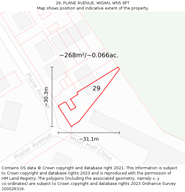 29, PLANE AVENUE, WIGAN, WN5 9PT: Plot and title map