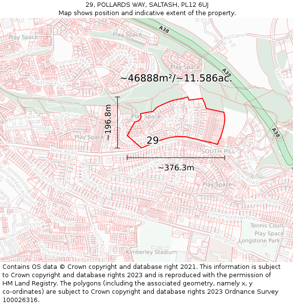 29, POLLARDS WAY, SALTASH, PL12 6UJ: Plot and title map