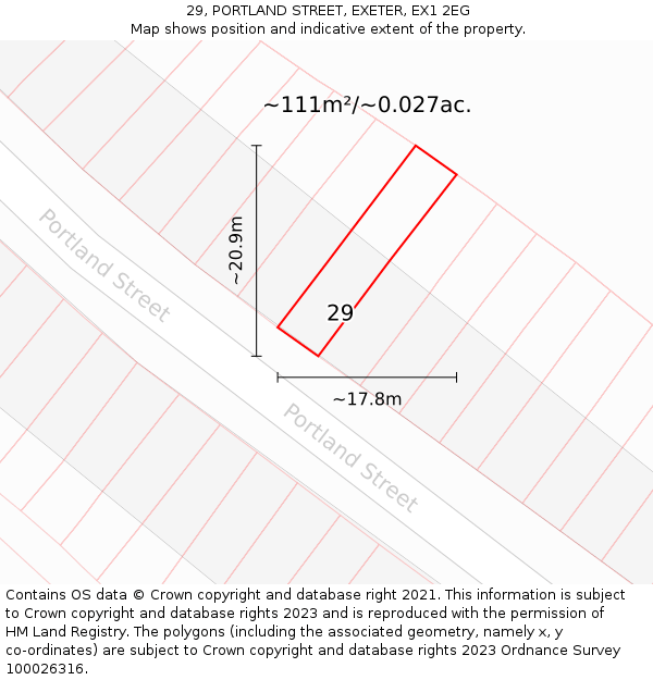 29, PORTLAND STREET, EXETER, EX1 2EG: Plot and title map