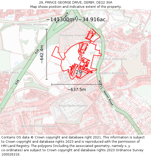 29, PRINCE GEORGE DRIVE, DERBY, DE22 3XA: Plot and title map